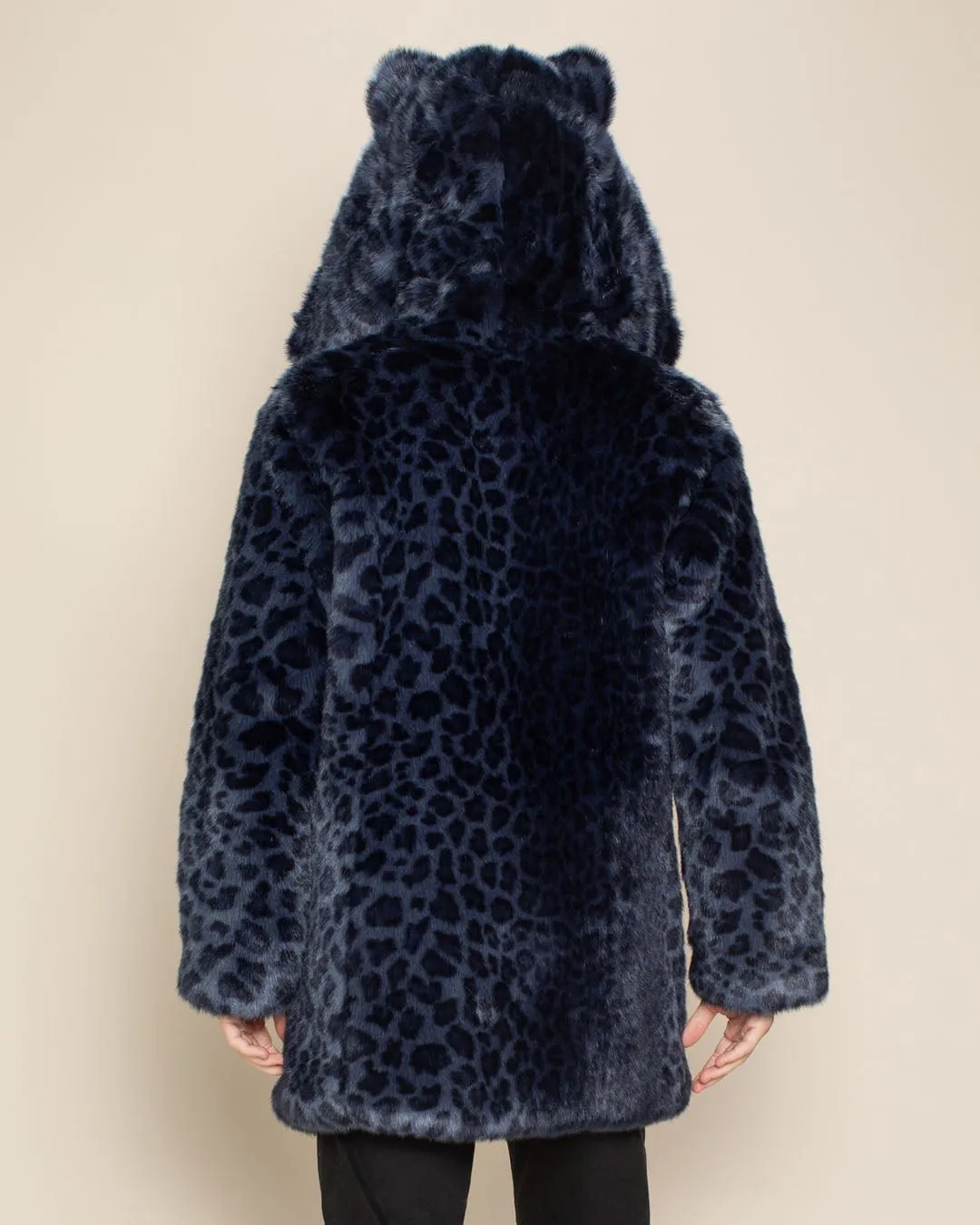 Classic Men's Faux Fur Coat | Indigo Leopard