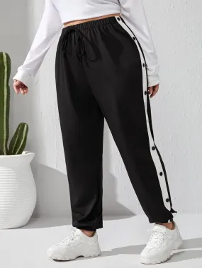 Colorblock High Waist Long Plus Size Sweatpants