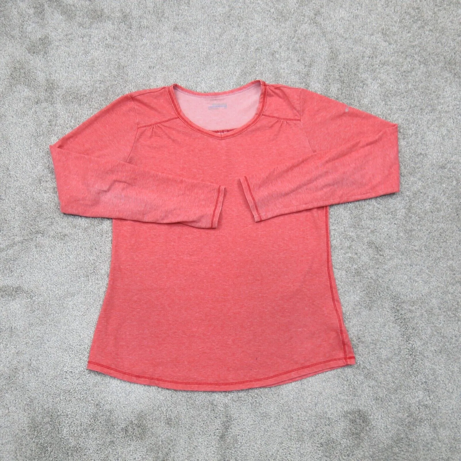 Columbia Sportswear Women T Shirt Top V Neck Tee Long Sleeve Heather Pink SZ S/P