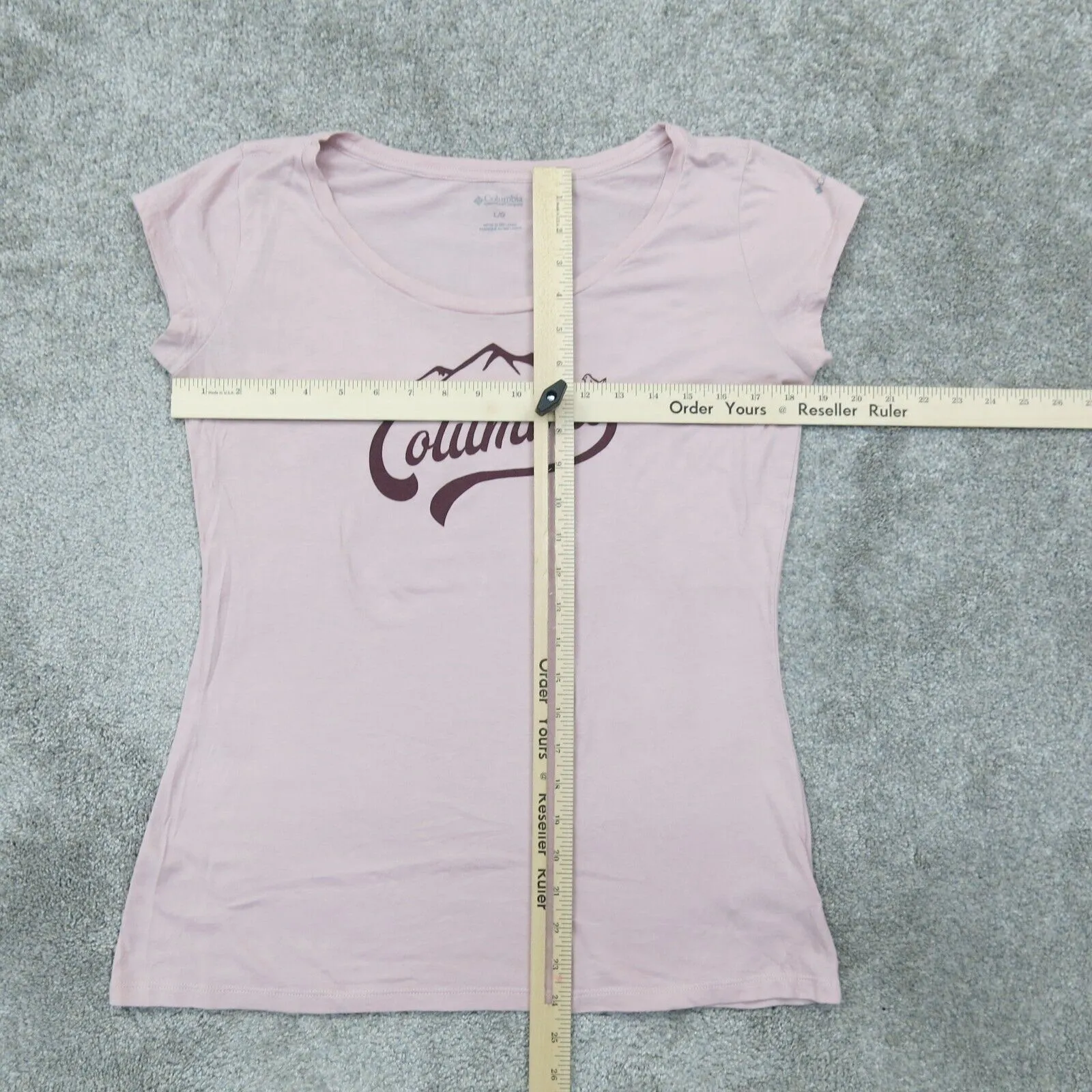 Columbia Women Sportswear PFG Round Neck Logo T-Shirt Short Sleeve Pink Size L