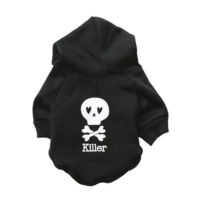 Cool Skull Soft Cotton Fleece Lining Hoodie For Small Dogs