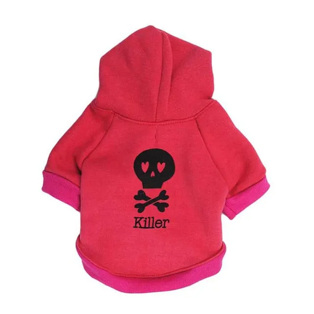 Cool Skull Soft Cotton Fleece Lining Hoodie For Small Dogs