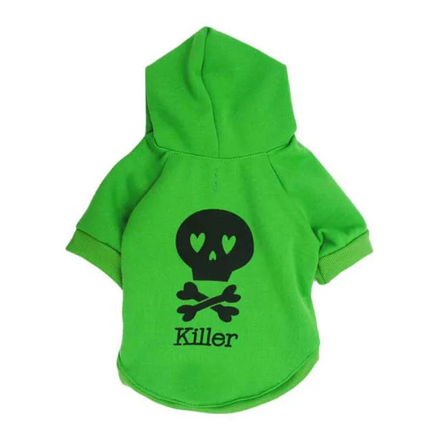 Cool Skull Soft Cotton Fleece Lining Hoodie For Small Dogs