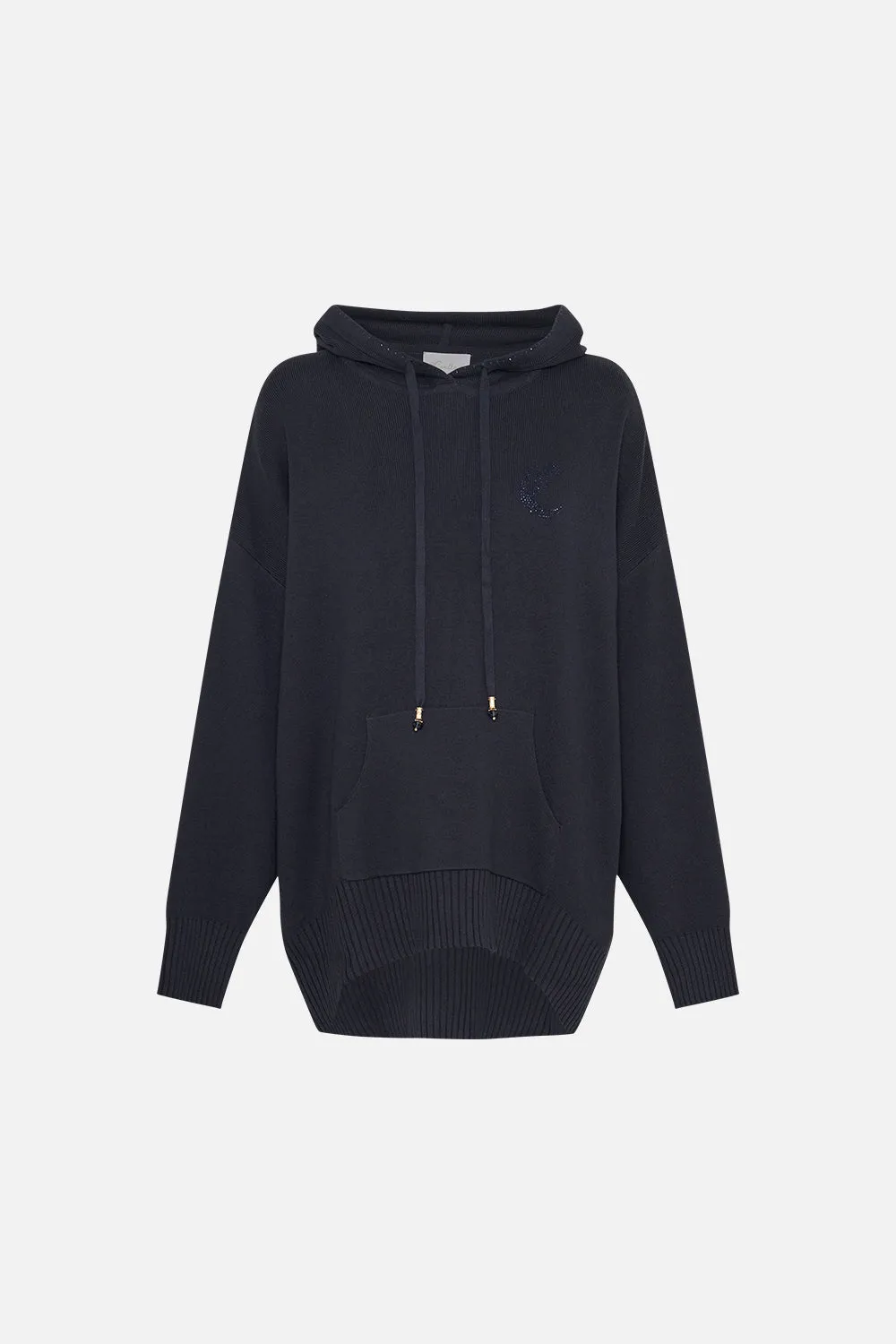 COTTON CASHMERE KNIT HOODIE SHES A CRAZY CAT