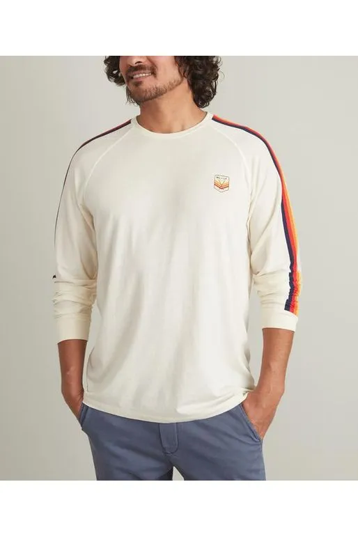 Cream and Rainbow Striped Long Sleeve Tee