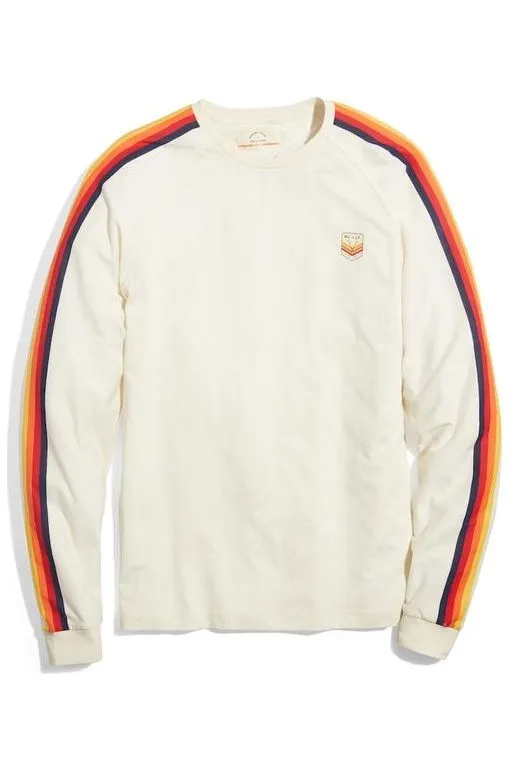 Cream and Rainbow Striped Long Sleeve Tee