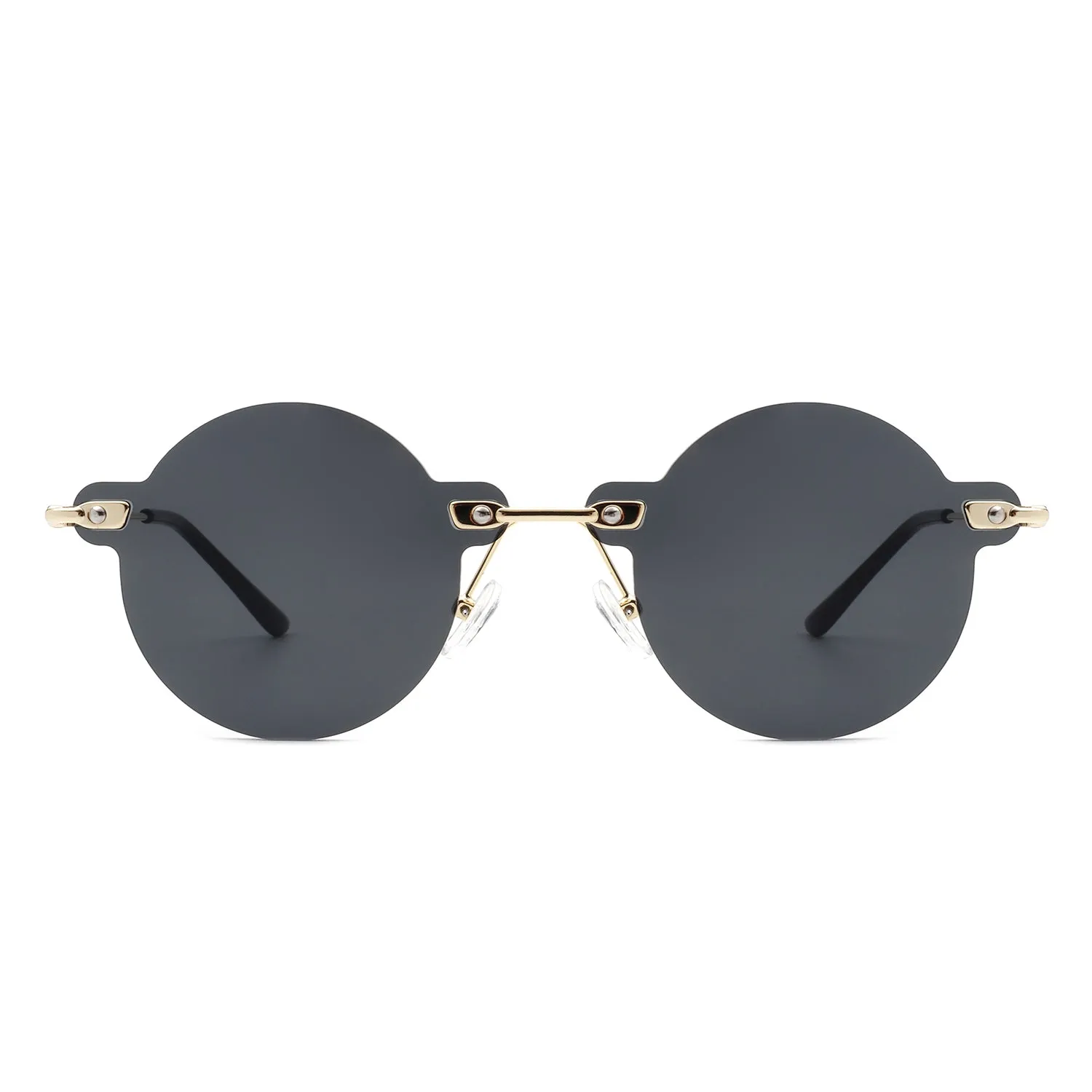 Crescent - Circle Retro Round Rimless Fashion Tinted Vintage Sunglasses