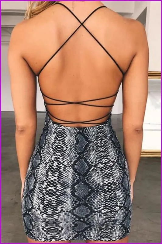 Cross Bandage Backless Bodycon Dress