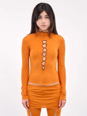 Cut-Out Turtleneck Top (WV05R-ORANGE)