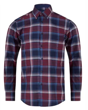 Daniel Grahame Long Sleeve Casual Check Shirt 68 - Burgundy/Navy