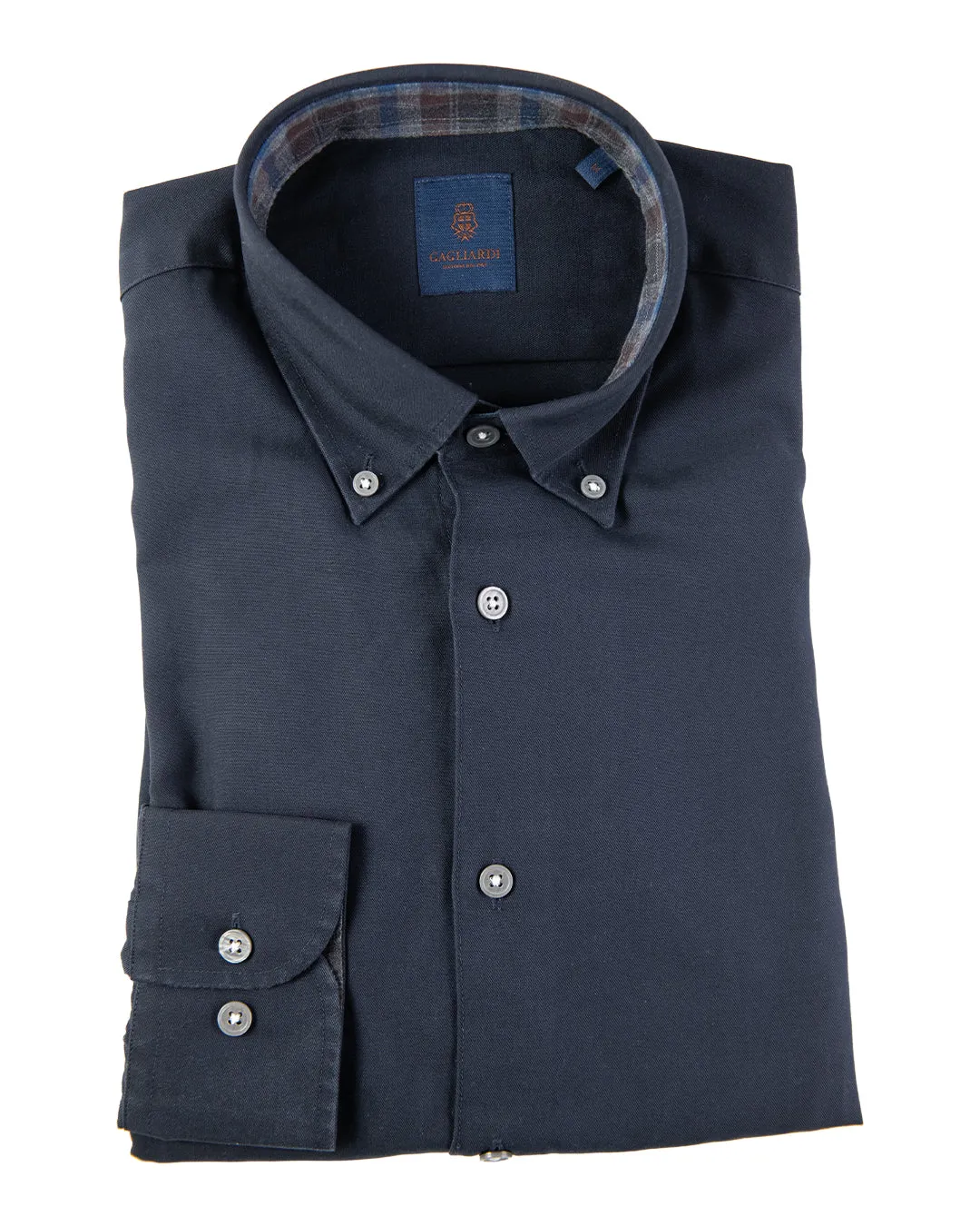 Dark Blue Tencel Button Down Shirt