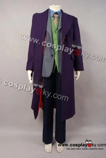 Dark Knight Heath Ledger Joker 6 pcs Costume Set *  Wool trench Coat Version