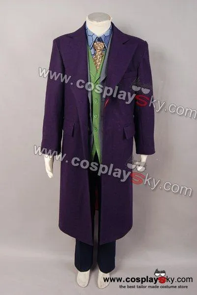 Dark Knight Heath Ledger Joker 6 pcs Costume Set *  Wool trench Coat Version