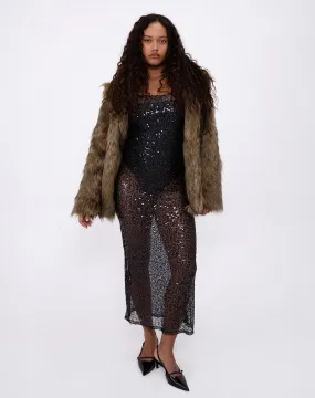 Darsih Maxi Dress in Sequin Mesh Black