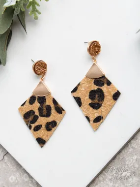 Delightfully deco druzy leopard earrings