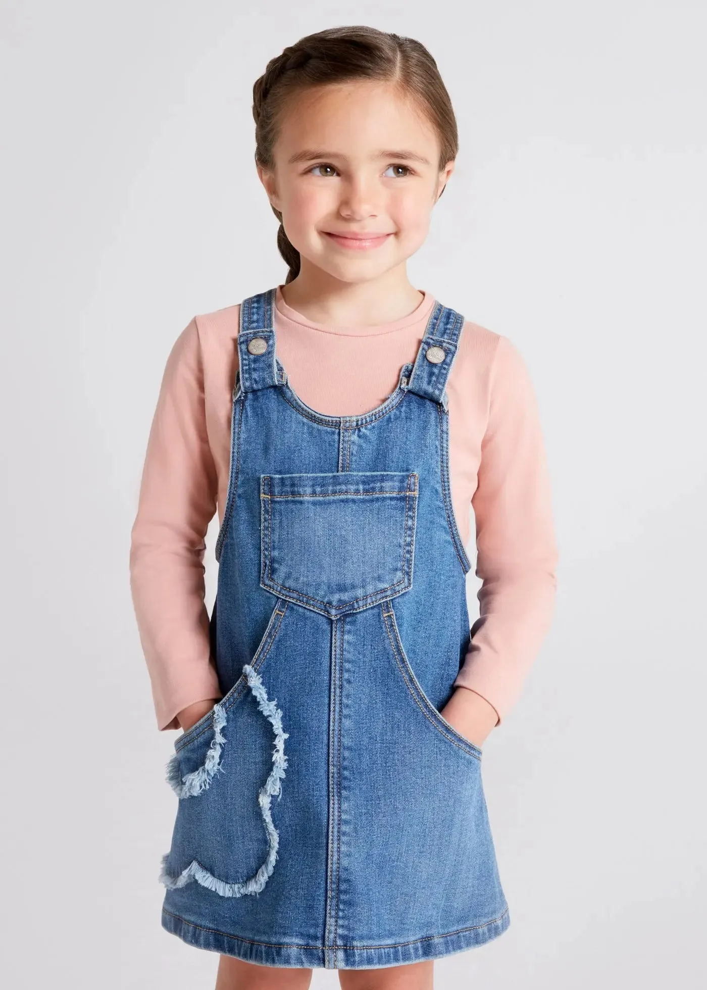 Denim Overall Skirt With Flower Girl | Mayoral