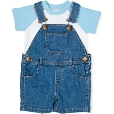 Dotty Dungarees Classic Stonewash Denim Overall Shorts