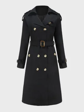 Double Breasted Belted Midi Trench Coat