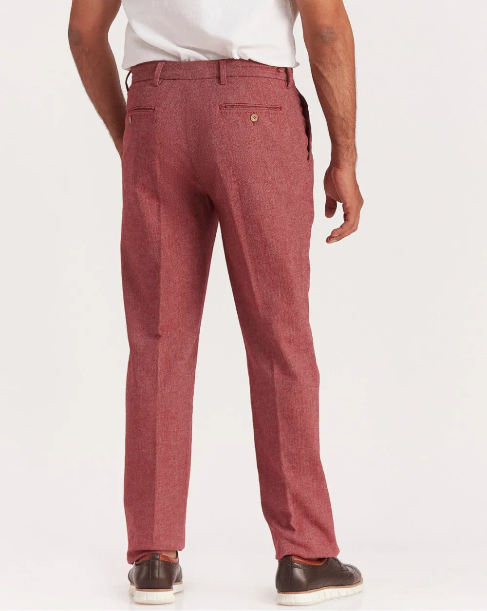 Double Pleated Relaxed Fit Trousers - Maroon