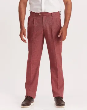 Double Pleated Relaxed Fit Trousers - Maroon