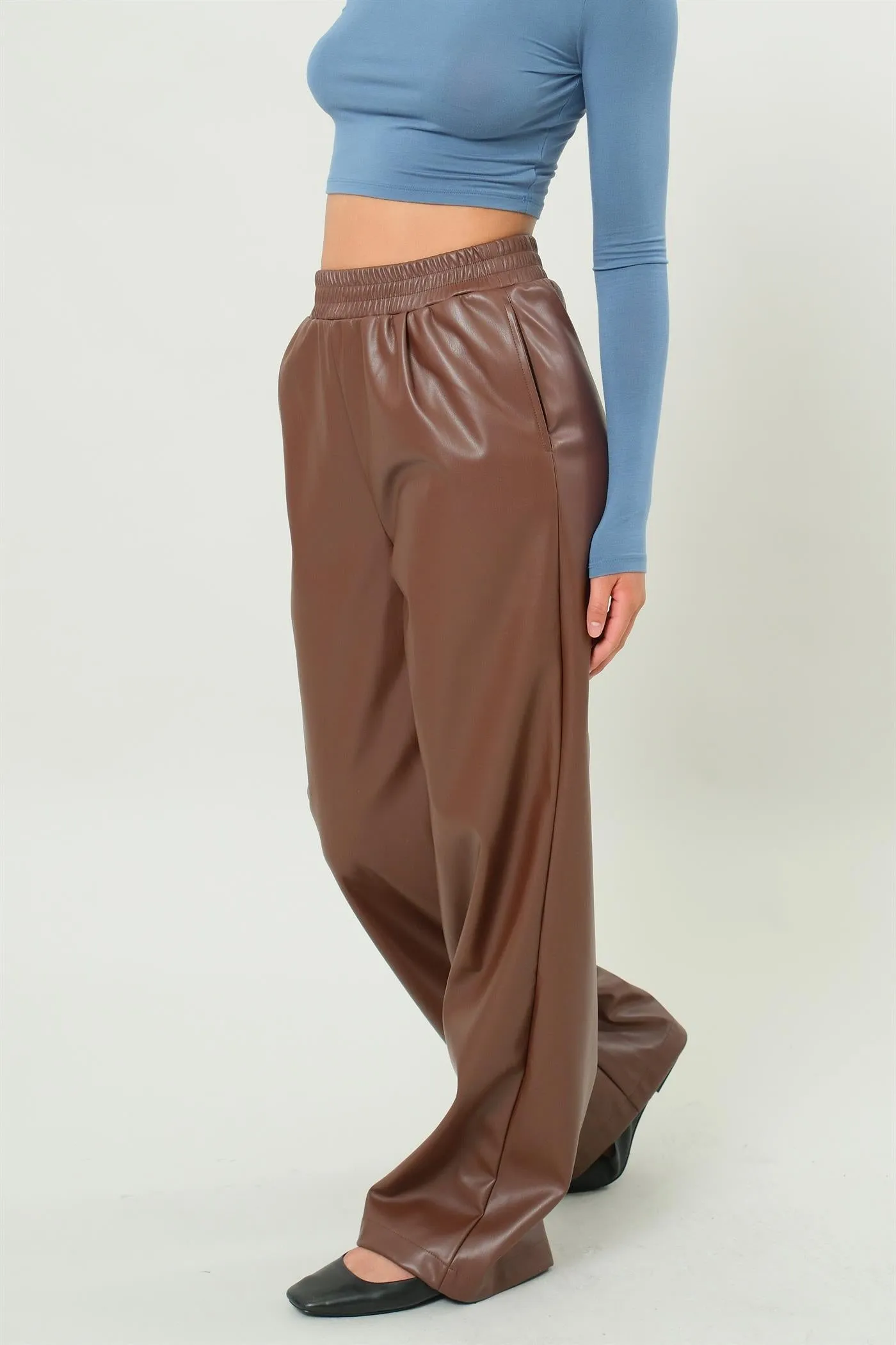 DZ24F552-Leather High Waist Pants