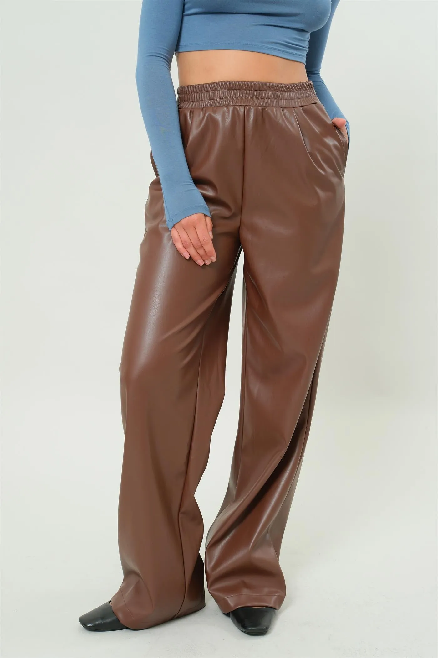 DZ24F552-Leather High Waist Pants