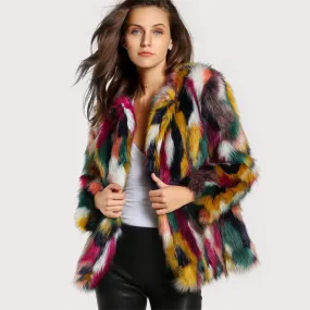 Elegant Fur Colorful Coat For Women's - GlamzLife