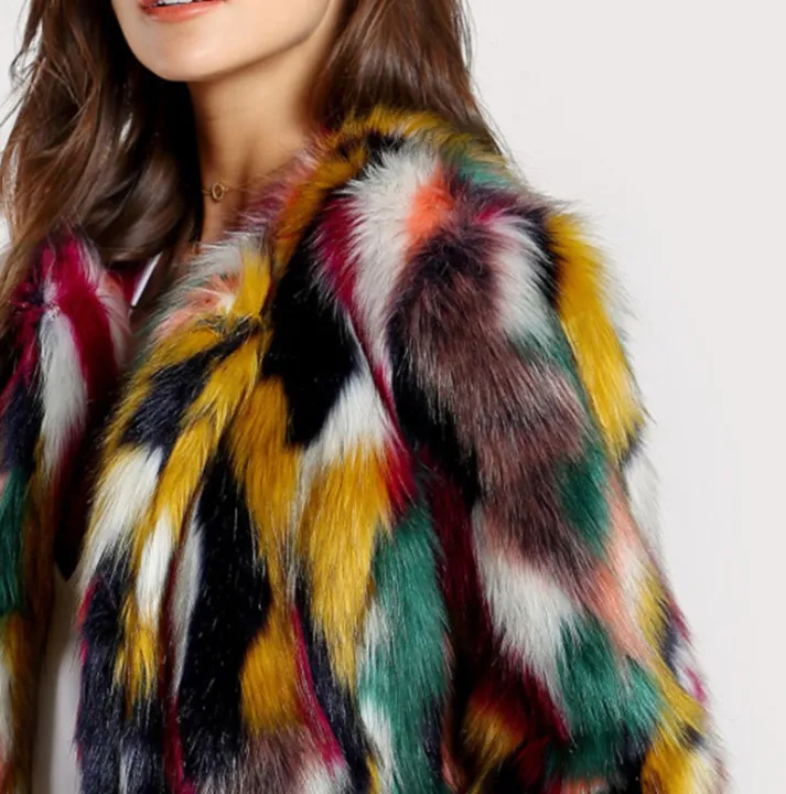 Elegant Fur Colorful Coat For Women's - GlamzLife