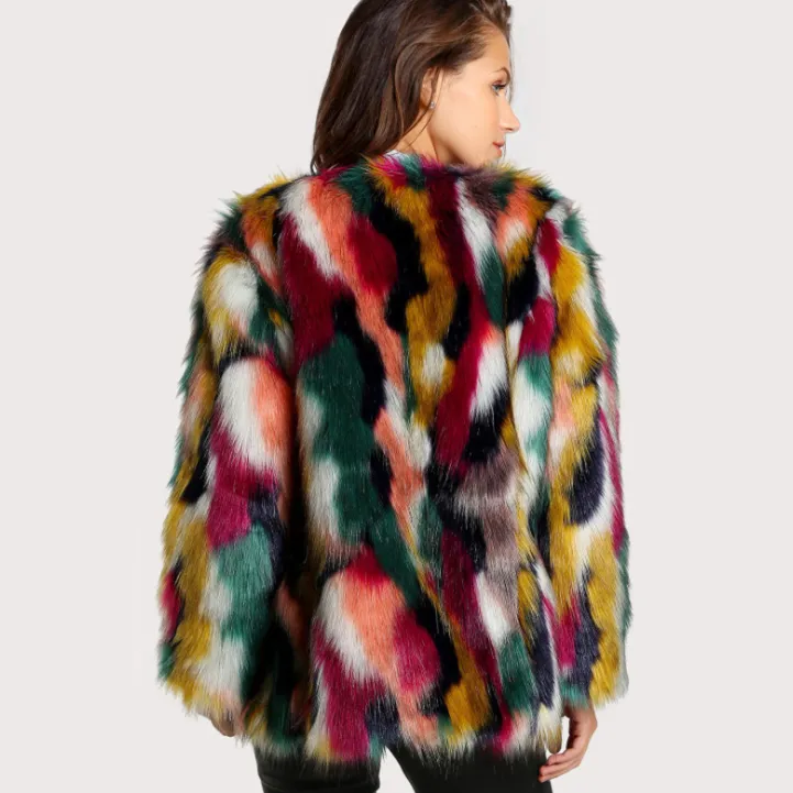 Elegant Fur Colorful Coat For Women's - GlamzLife