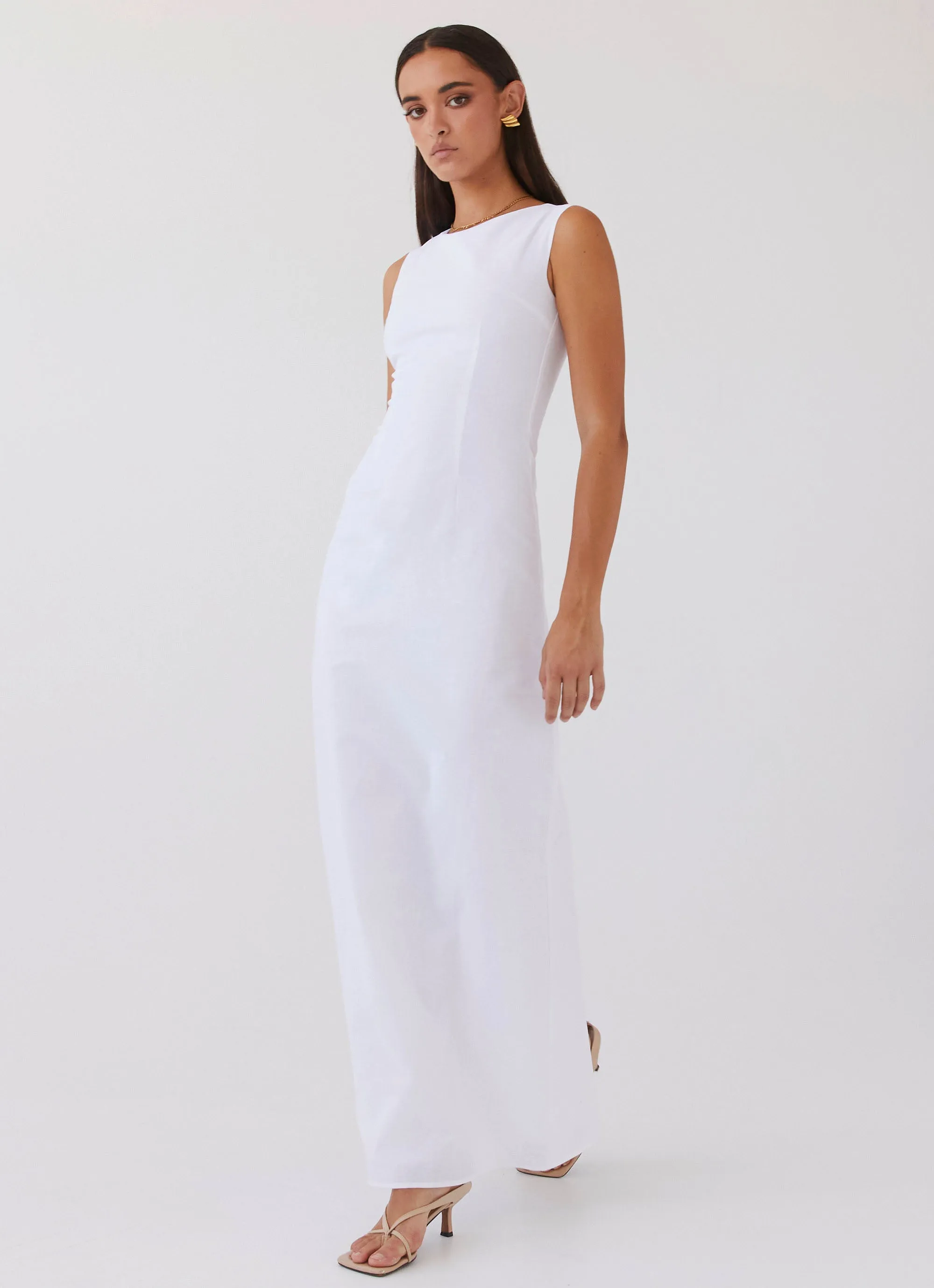 Eloise High Neck Maxi Dress - White