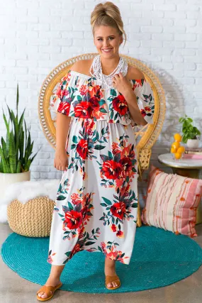 Escape To Maui Off Shoulder Maxi Dress in White