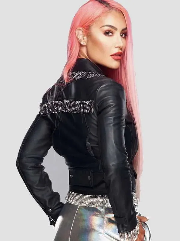 Eva Marie WWE Black Leather Jacket