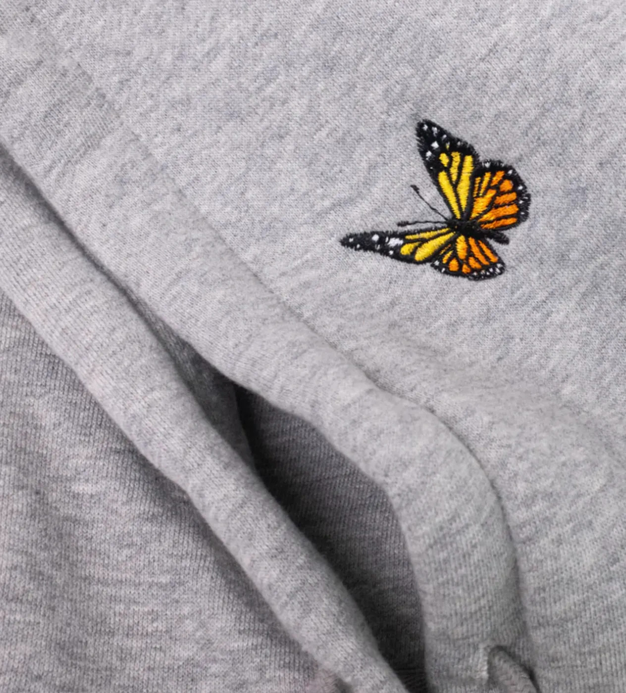 Felt Butterfly Fleece Hoodie Grey