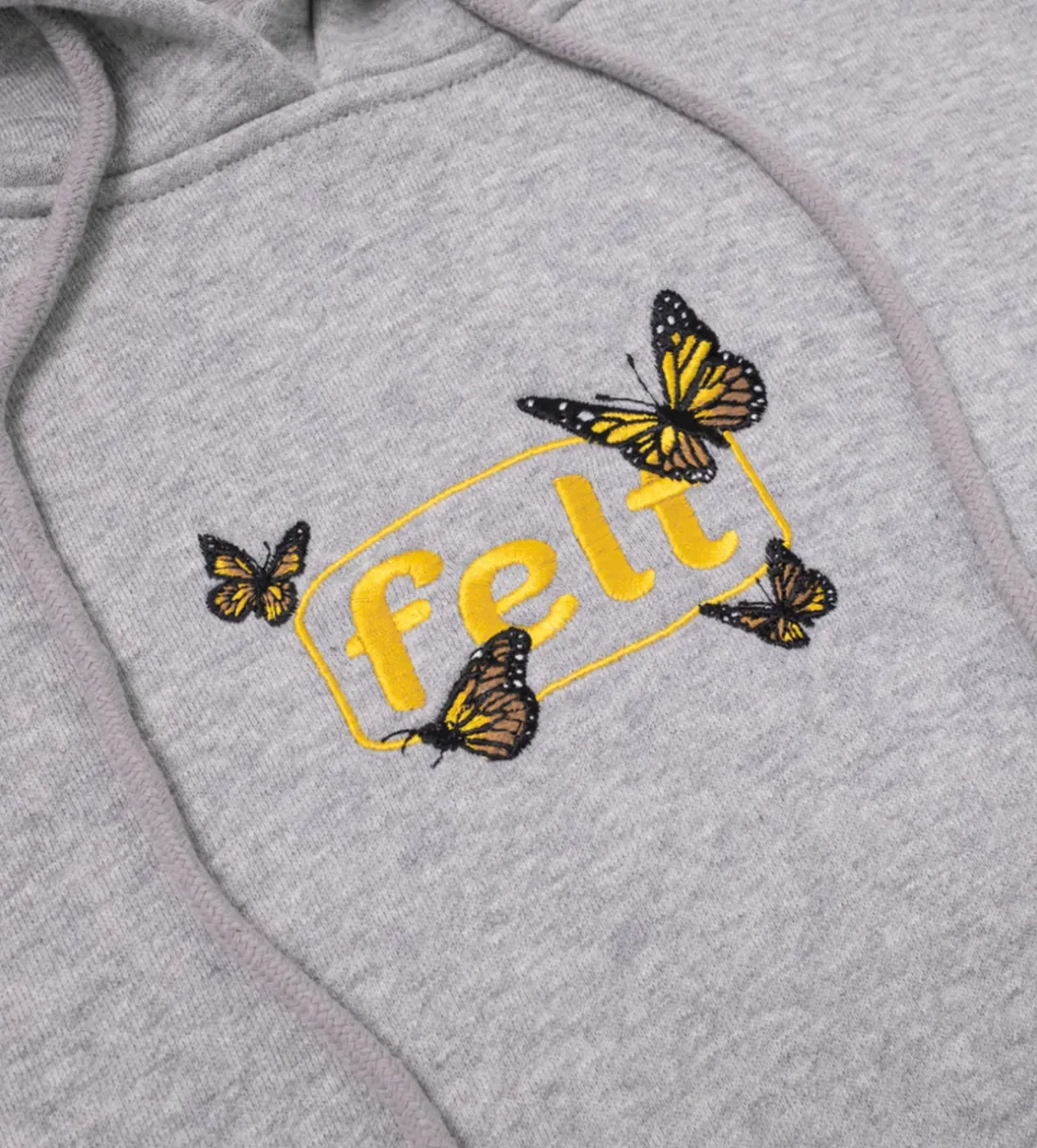 Felt Butterfly Fleece Hoodie Grey