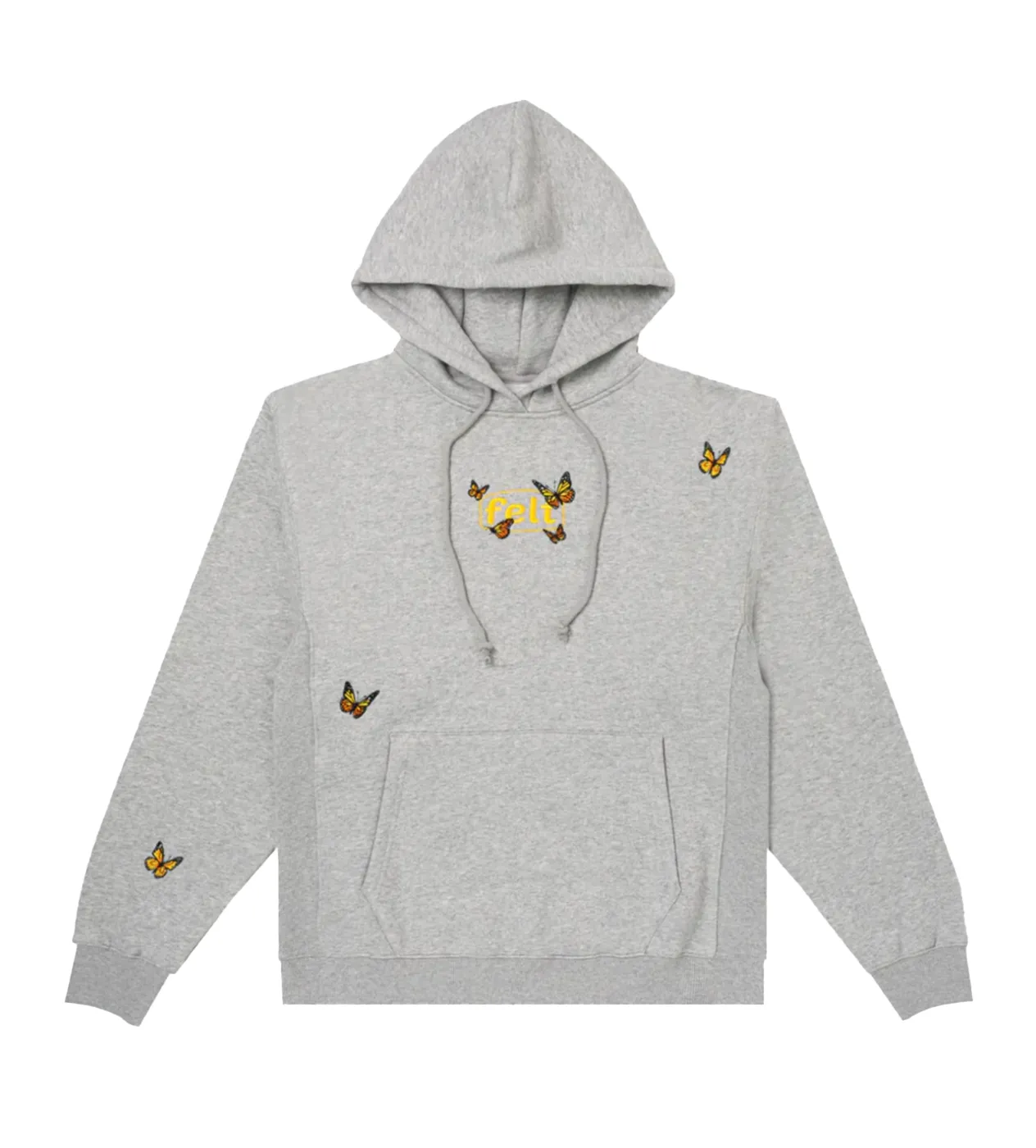 Felt Butterfly Fleece Hoodie Grey