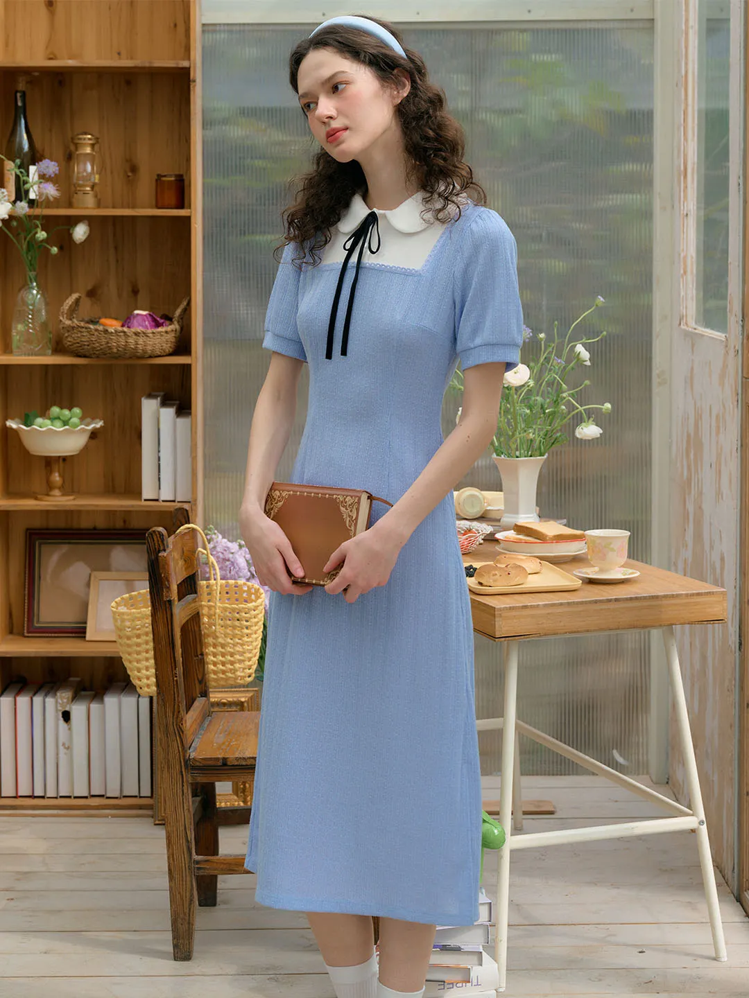 【Final Sale】Marlee Bow Peter Pan Collar Contrast Dress