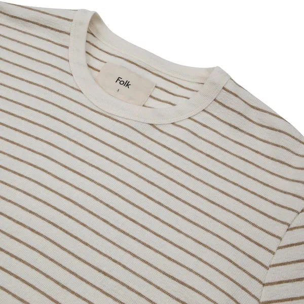 Folk LS Textured Stripe T-Shirt - Tobacco Stripe