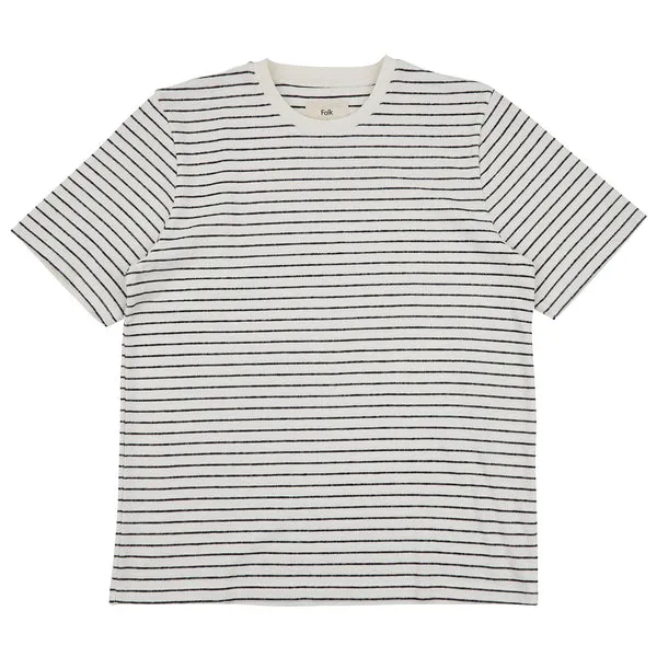 Folk Textured Stripe T-Shirt - Ecru / Black