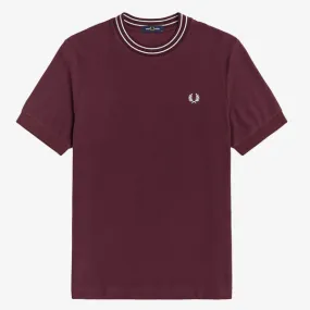 Fred Perry Textured Front T-Shirt - Mahogany