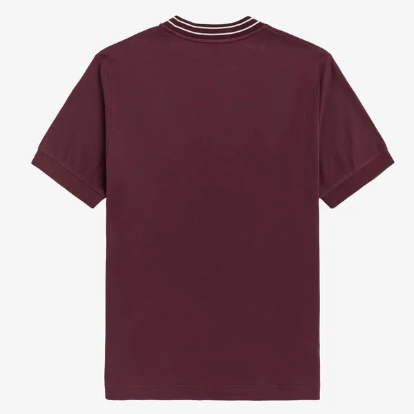 Fred Perry Textured Front T-Shirt - Mahogany