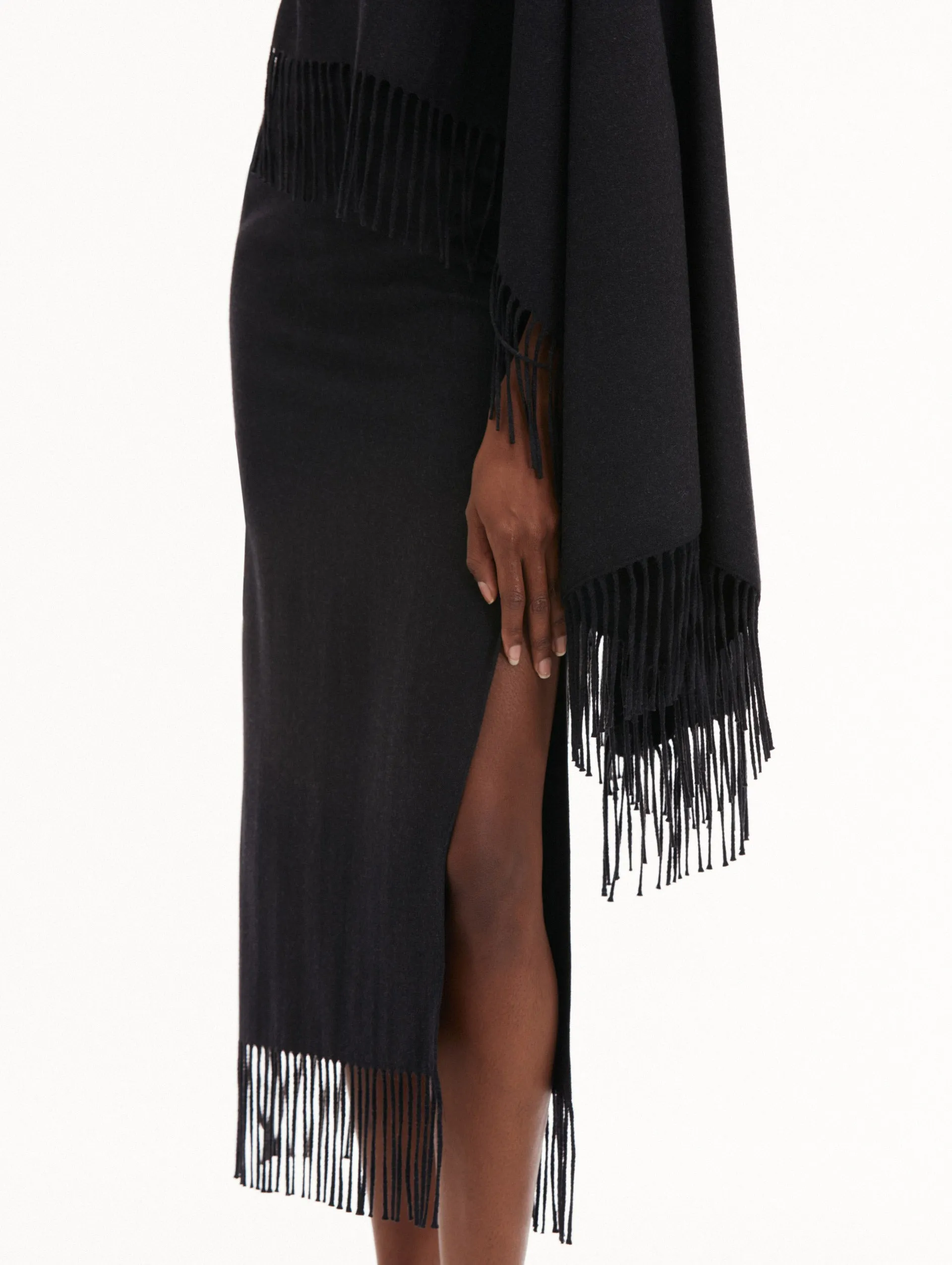 Fringed Cape Midi Dress