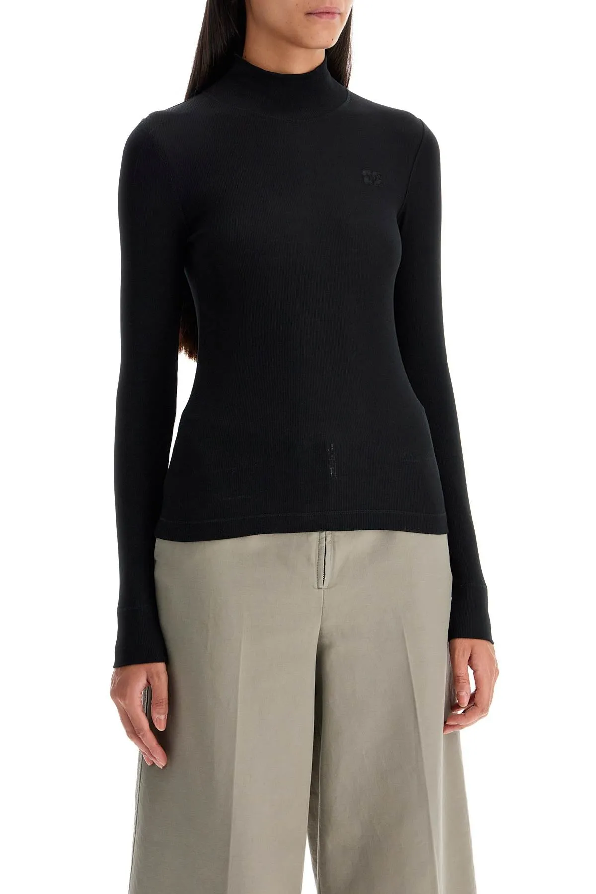 Ganni Long-Sleeved Ribbed Top