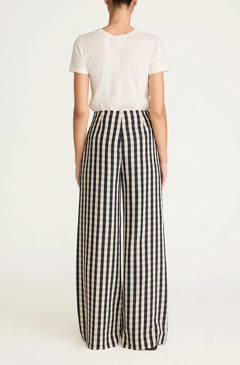 Gingham Twill High Waist Trouser