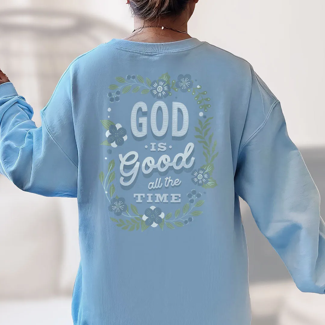 God Is Good Floral Back Print Sweatshirt