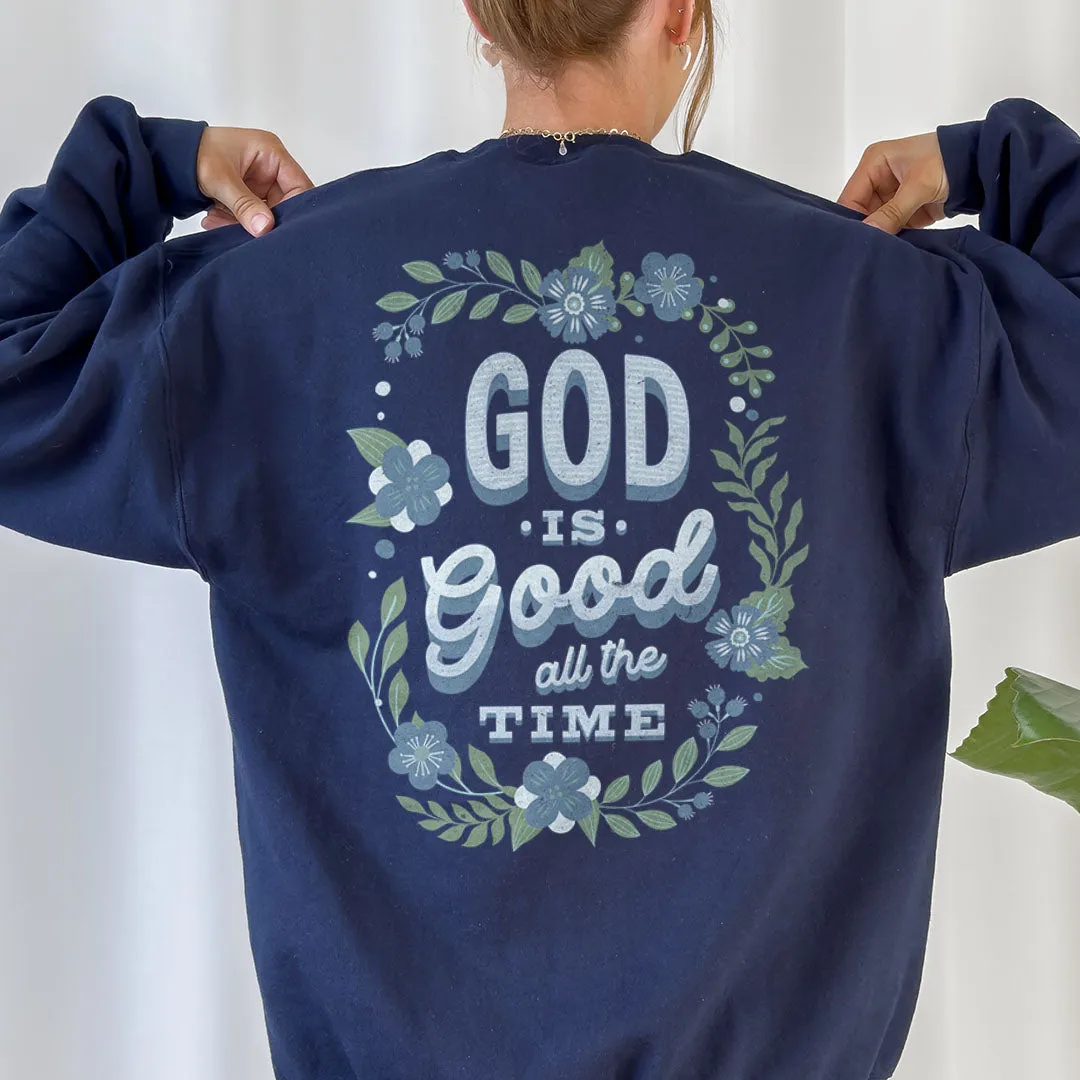 God Is Good Floral Back Print Sweatshirt