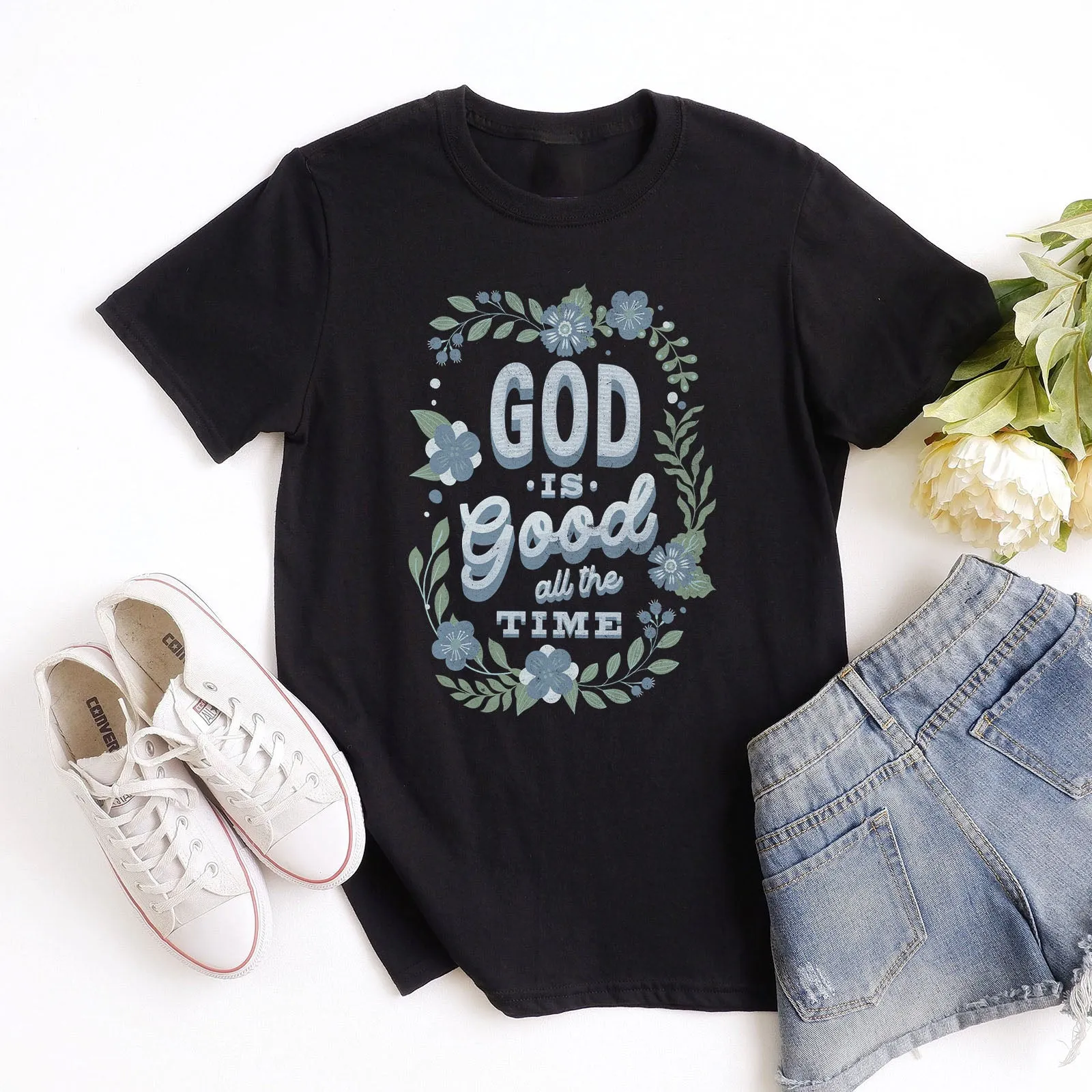 God Is Good Floral Tee