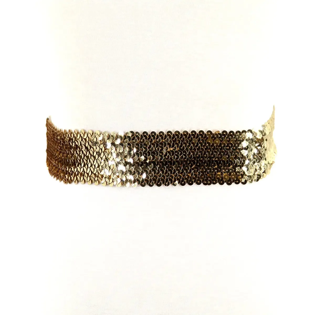 Gold Sequin Elastic Waist Belt