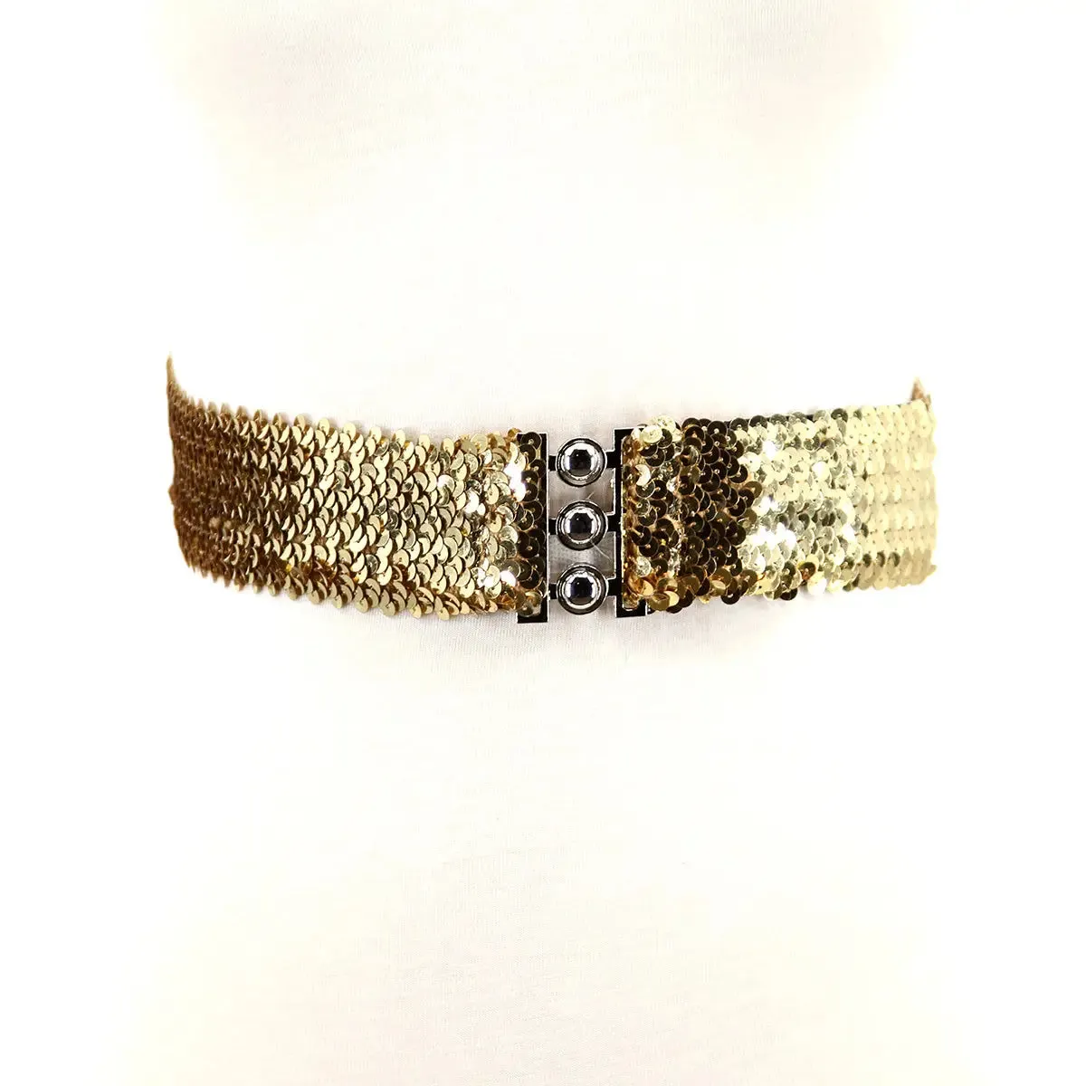 Gold Sequin Elastic Waist Belt