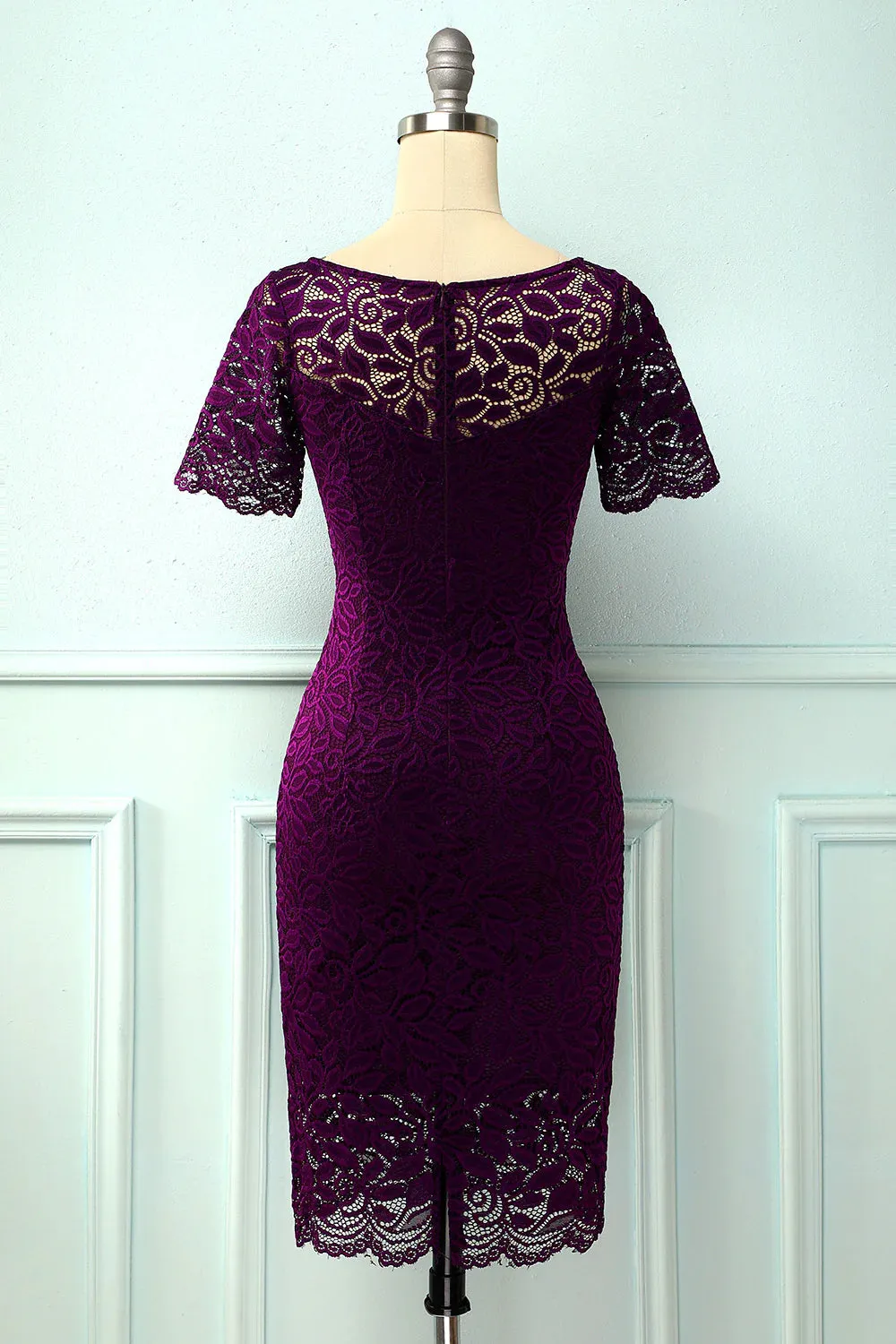 Grape Bodycon Lace Dress Mother of Bride Dress