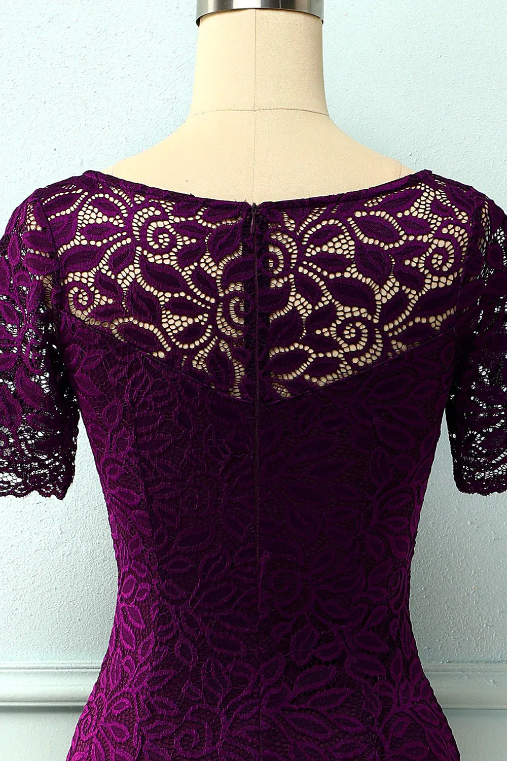 Grape Bodycon Lace Dress Mother of Bride Dress